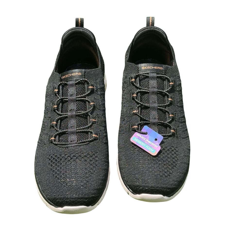 Skechers Virtue Copper Dream Women’s Slip On Sneakers Black Rose Gold 8.5 Wide